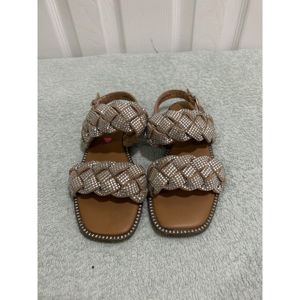 Steve Madden Girls Rhinestone Braided Sandals Size 1